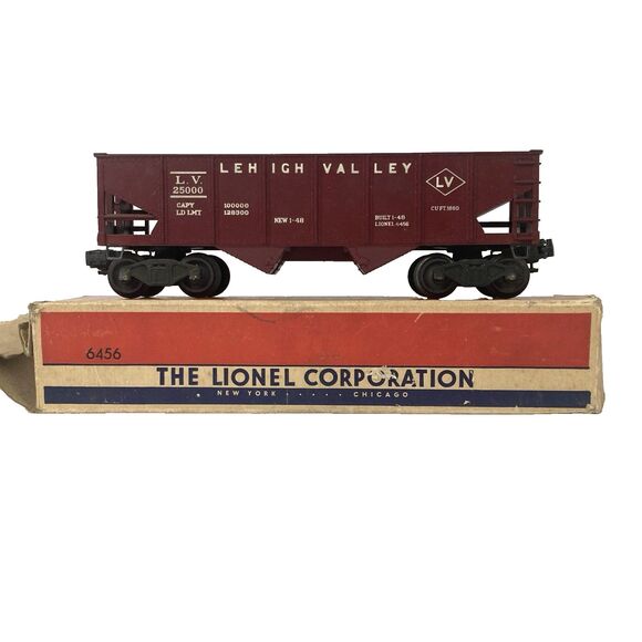 Lionel 6456 Maroon Red Lehigh Valley Hopper Car w/Box Made in USA - Picture 1 of 14